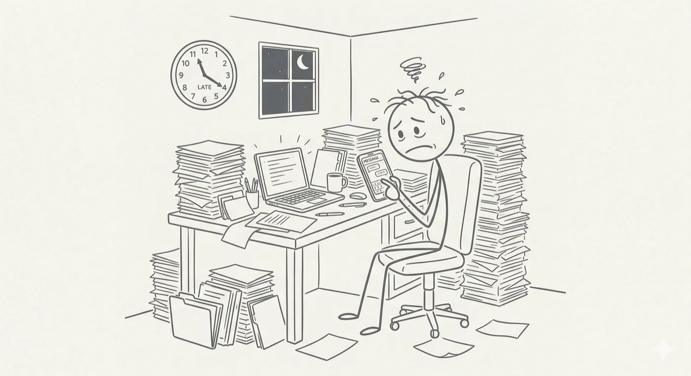 stressed manager buried in paperwork